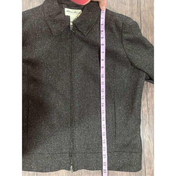 Eddie Bauer Wool Blended Full Zip-Up Collared Jacket Black Size M Classic Speckl - Picture 9 of 10